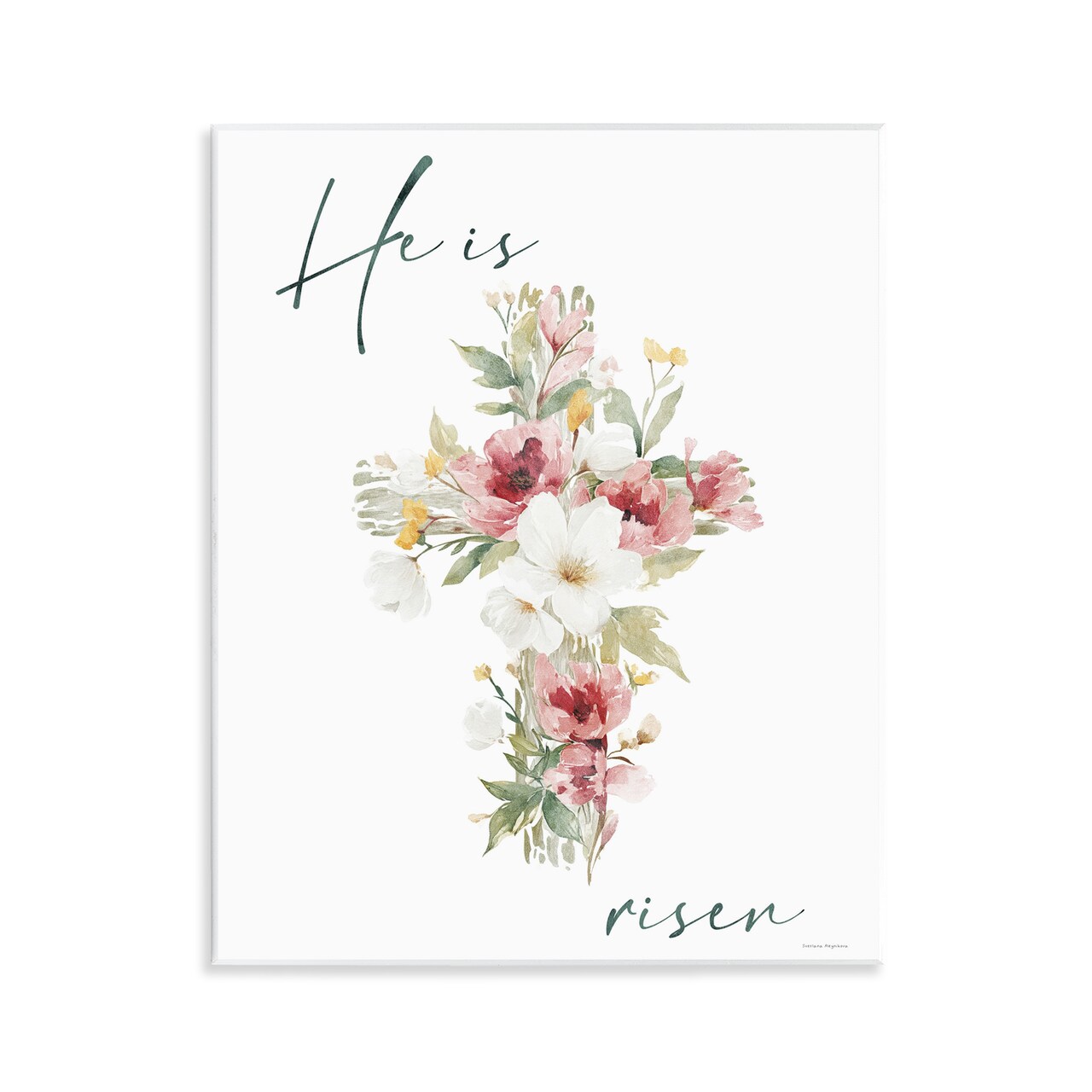 Stupell Industries He Is Risen Flower Cross Wall Plaque, design by Svetlana Aleynikova